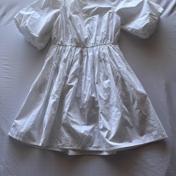 Madewell Elegant White Puffed Sleeve Dress Cotton - Picture 3 of 8